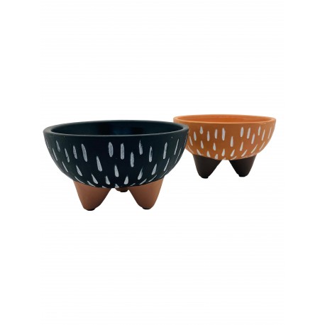 Coupe ronde en ciment sur pied - Collection "savane"- Mix 2 couleurs ( brique - noir) - GM