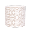 Cache pot cylindre "Mosaïque" Blanc motif gris