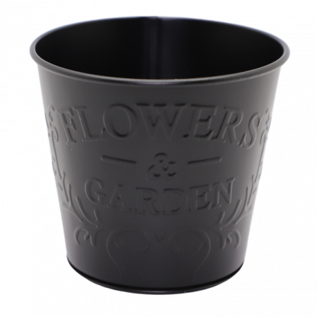 NOUVEAUTÉ: Cache-pot rond en zinc "Flowers & Garden" Noir - TPM