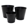 NOUVEAUTÉ: Cache-pot rond en zinc "Flowers & Garden" Noir - PM