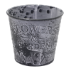 NOUVEAUTÉ: Cache-pot rond en zinc "Flowers & Garden"Rayé blanchi - TPM