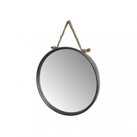 Miroir mural en métal et corde gris Ø.36 cm