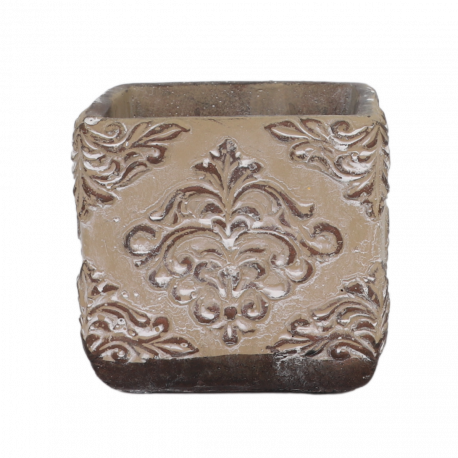 Cache-pot carré  motifs "baroques en relief"- GM