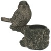 NOUVEAUTÉ : Bougeoir oiseau en résine gris 12.5 x 14.5 x 5.5 cm