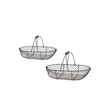 Set de 2 paniers grillagés en métal gris