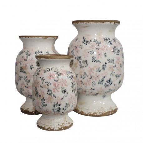 NOUVEAUTÉ : Vase "Fleurs bleues et rose" MM