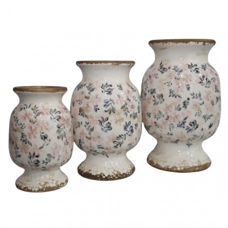 NOUVEAUTÉ : Vase "Fleurs bleues et rose" GM