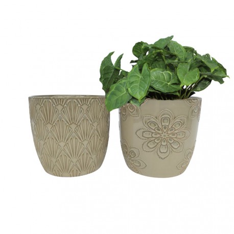 NOUVEAUTÉ: Cache-pot beige Mix 2 décors GM