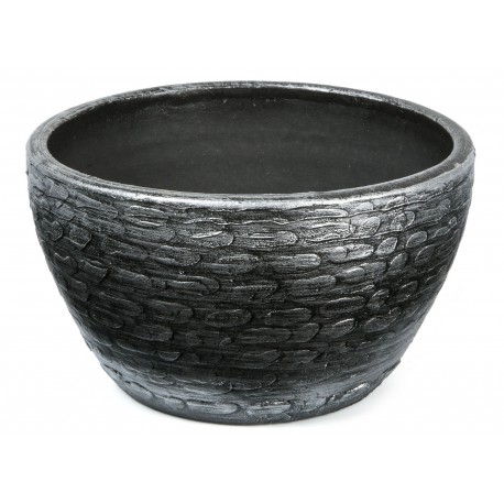 Coupe ronde terre cuite - Noir argent